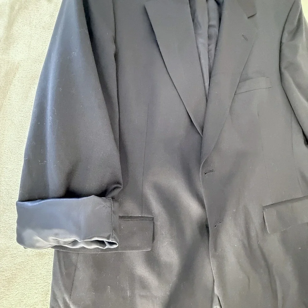 Vintage Stafford Blazer Men's 46R Navy Blu 100 Wool Gold Btn Jacket Sport Coat